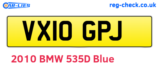 VX10GPJ are the vehicle registration plates.