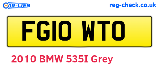 FG10WTO are the vehicle registration plates.