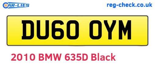 DU60OYM are the vehicle registration plates.