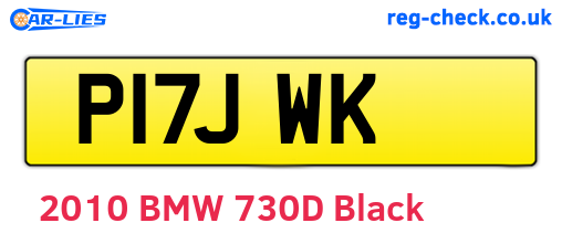 P17JWK are the vehicle registration plates.