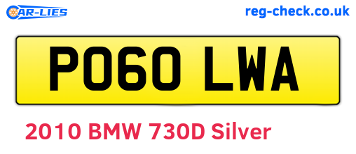PO60LWA are the vehicle registration plates.