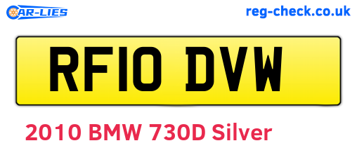 RF10DVW are the vehicle registration plates.