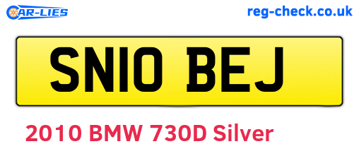 SN10BEJ are the vehicle registration plates.