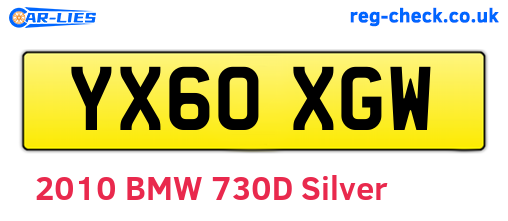 YX60XGW are the vehicle registration plates.