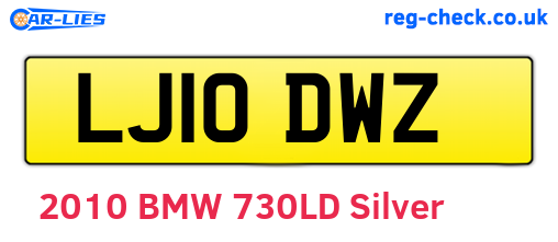 LJ10DWZ are the vehicle registration plates.