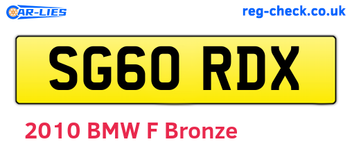 SG60RDX are the vehicle registration plates.