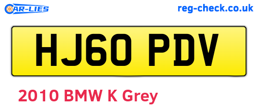HJ60PDV are the vehicle registration plates.