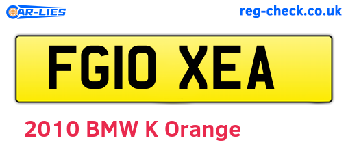 FG10XEA are the vehicle registration plates.