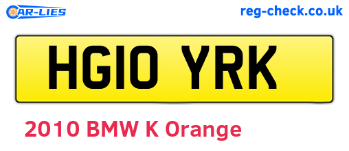 HG10YRK are the vehicle registration plates.
