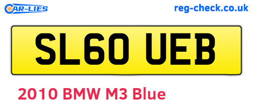 SL60UEB are the vehicle registration plates.