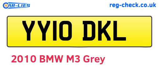 YY10DKL are the vehicle registration plates.