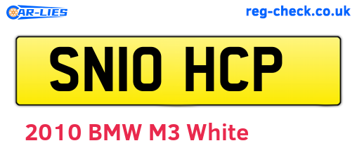 SN10HCP are the vehicle registration plates.