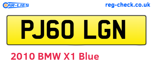 PJ60LGN are the vehicle registration plates.