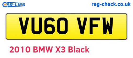 VU60VFW are the vehicle registration plates.