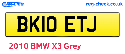 BK10ETJ are the vehicle registration plates.