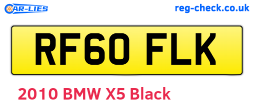 RF60FLK are the vehicle registration plates.