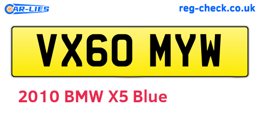 VX60MYW are the vehicle registration plates.