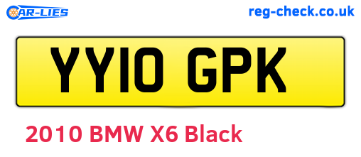 YY10GPK are the vehicle registration plates.