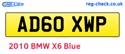 AD60XWP are the vehicle registration plates.