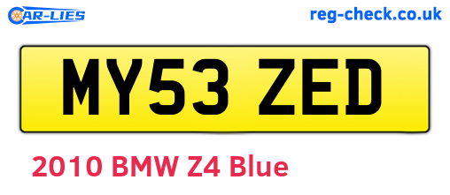 MY53ZED are the vehicle registration plates.