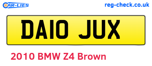 DA10JUX are the vehicle registration plates.