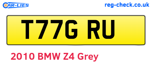 T77GRU are the vehicle registration plates.
