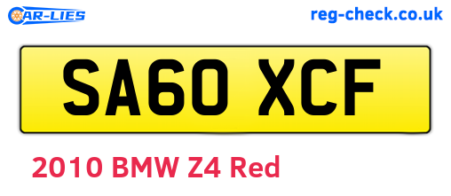 SA60XCF are the vehicle registration plates.