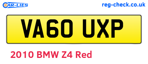 VA60UXP are the vehicle registration plates.