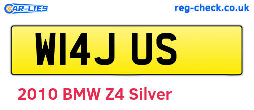 W14JUS are the vehicle registration plates.