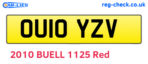 OU10YZV are the vehicle registration plates.