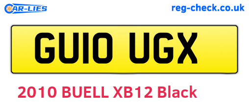 GU10UGX are the vehicle registration plates.