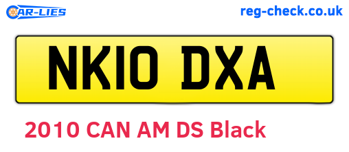 NK10DXA are the vehicle registration plates.