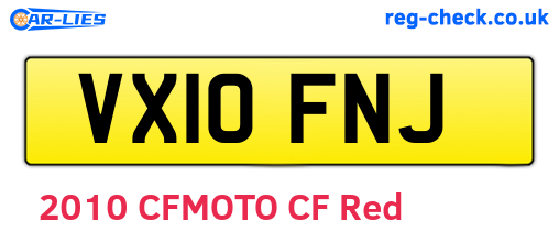VX10FNJ are the vehicle registration plates.
