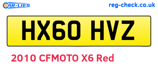 HX60HVZ are the vehicle registration plates.