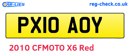 PX10AOY are the vehicle registration plates.