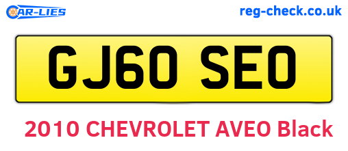 GJ60SEO are the vehicle registration plates.