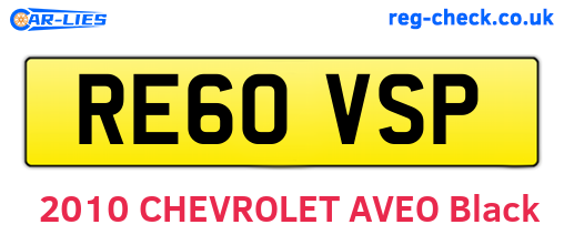RE60VSP are the vehicle registration plates.