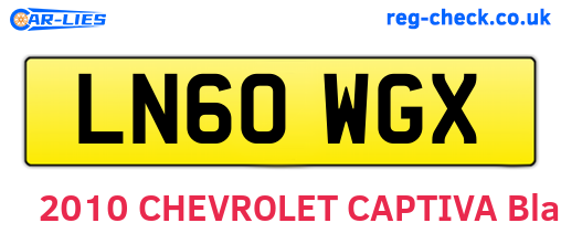 LN60WGX are the vehicle registration plates.