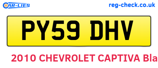 PY59DHV are the vehicle registration plates.