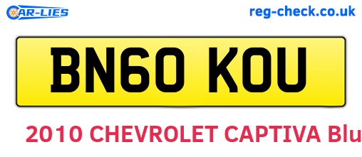 BN60KOU are the vehicle registration plates.