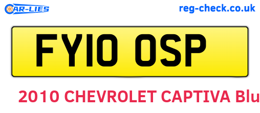 FY10OSP are the vehicle registration plates.