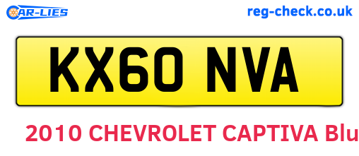 KX60NVA are the vehicle registration plates.