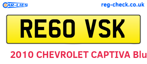 RE60VSK are the vehicle registration plates.
