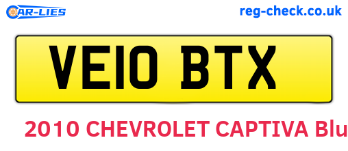 VE10BTX are the vehicle registration plates.
