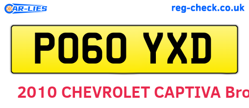PO60YXD are the vehicle registration plates.