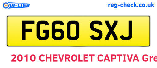 FG60SXJ are the vehicle registration plates.