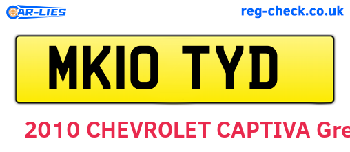 MK10TYD are the vehicle registration plates.