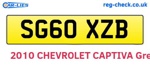 SG60XZB are the vehicle registration plates.