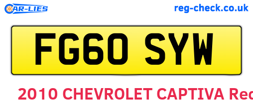 FG60SYW are the vehicle registration plates.