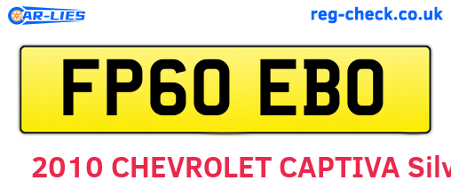 FP60EBO are the vehicle registration plates.